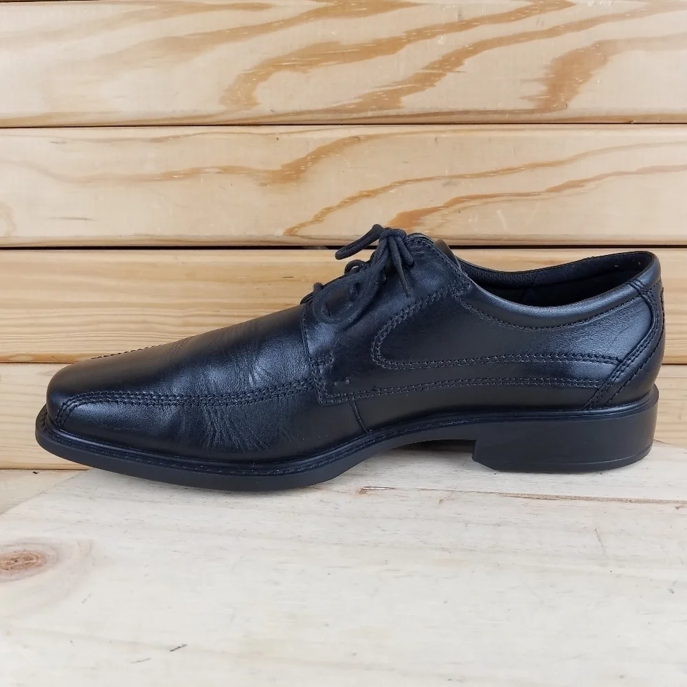 ECCO Black Leather 44 EUR Oxford Lace-up Dress Shoes Formal Business Shock Point